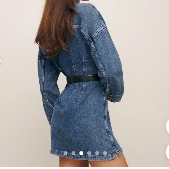 NWT Size 4 Reformation Roxanna Cinch Waist Denim Mini Dress - Picture 5 of 15